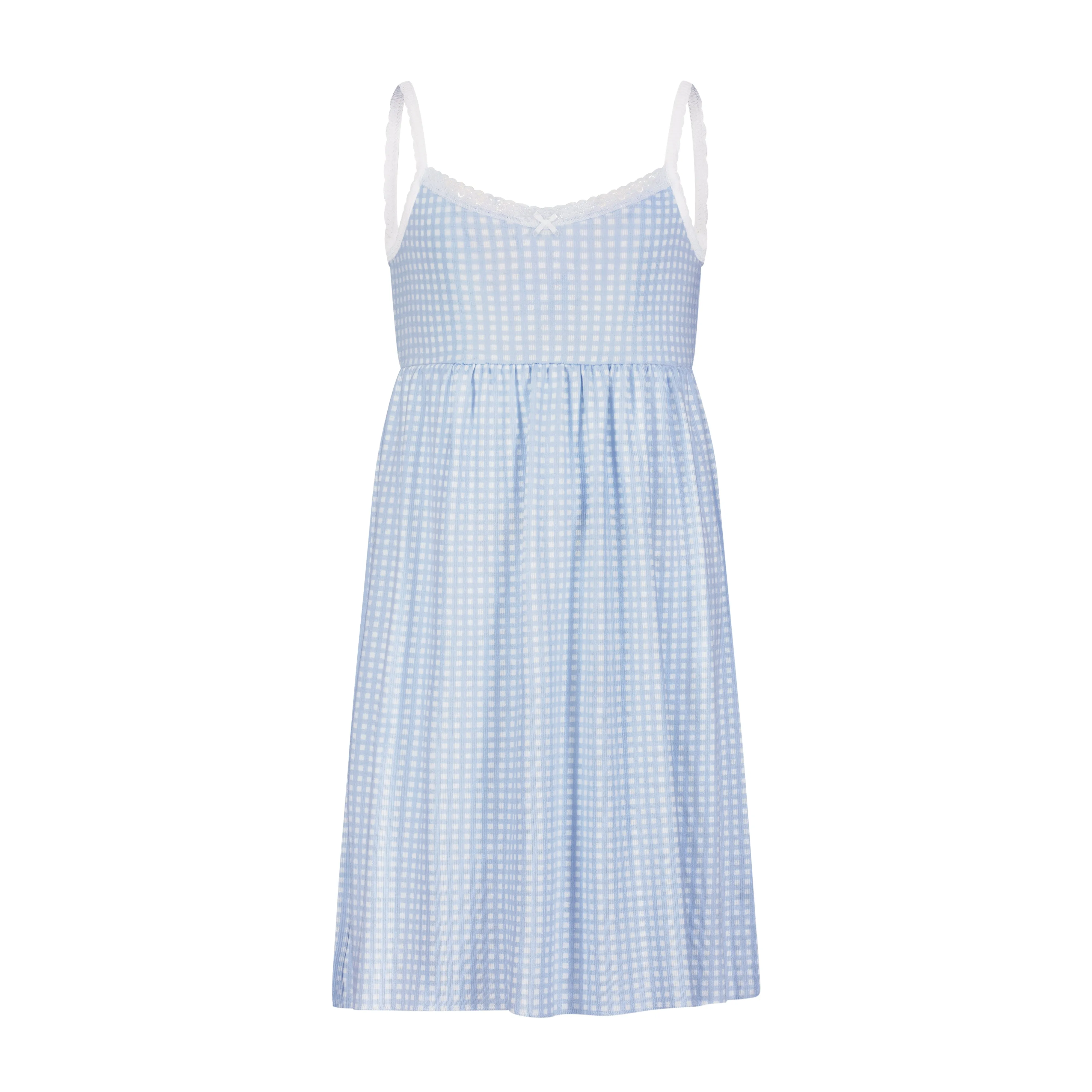 GIRLS BABYDOLL GOWN Blue Gingham Print