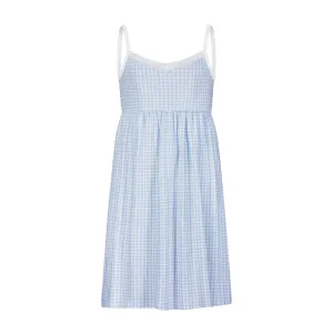 GIRLS BABYDOLL GOWN Blue Gingham Print