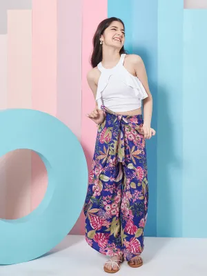Girls Sleeveless Ruffled Top With Trouser