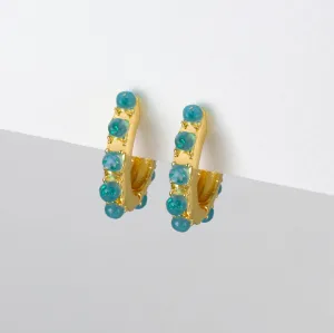 Green Opal Hoop Earrings