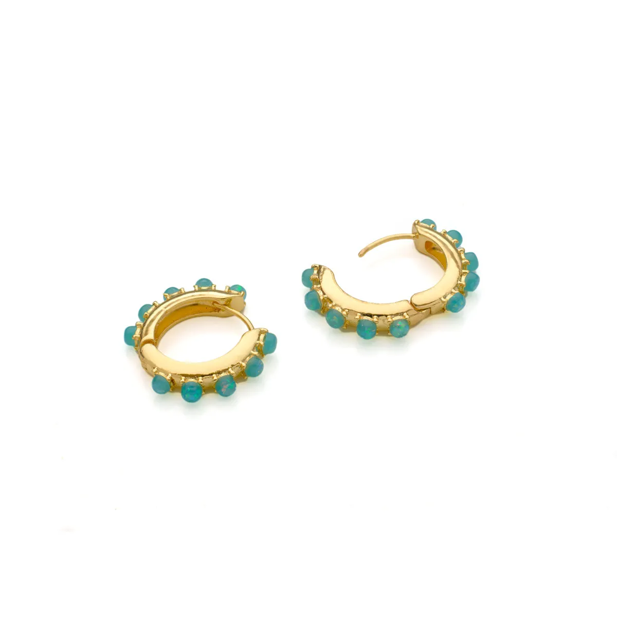 Green Opal Hoop Earrings