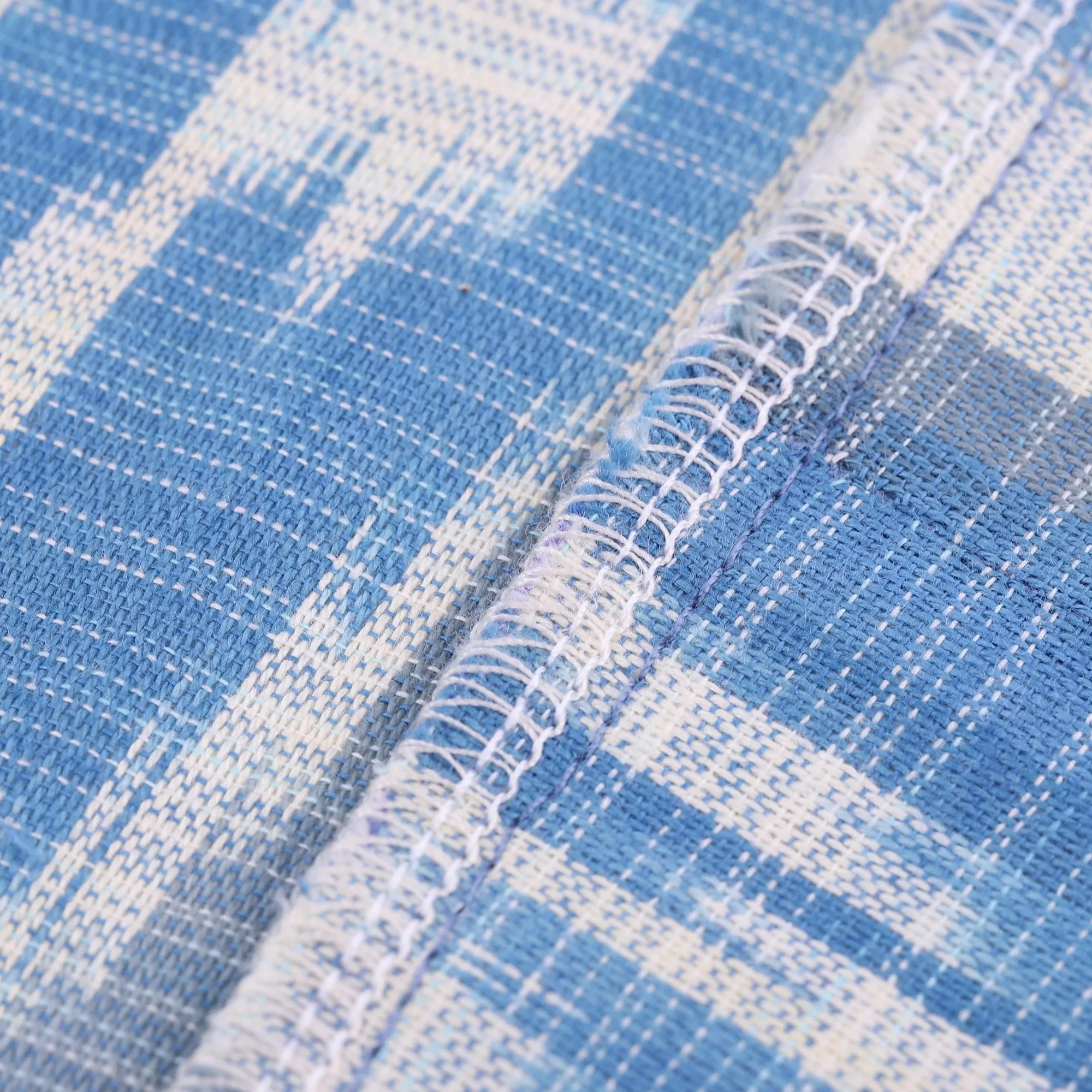 Handwoven Ikat Cotton Robe in Blue White and Grey Hues - Samarkand Days | NOVICA