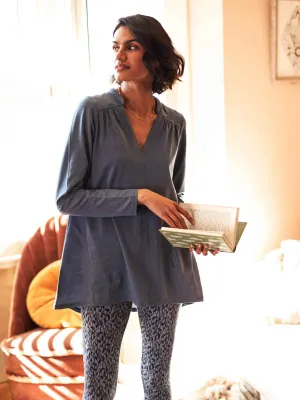 Illiana Organic Cotton And Tencel™ Jersey Top - Storm Blue