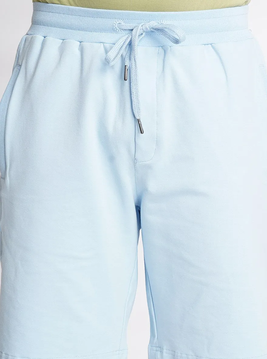 Light Blue Solid Slim Fit Shorts | JadeBlue