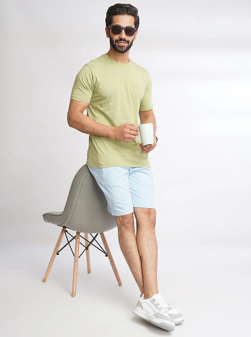 Light Blue Solid Slim Fit Shorts | JadeBlue