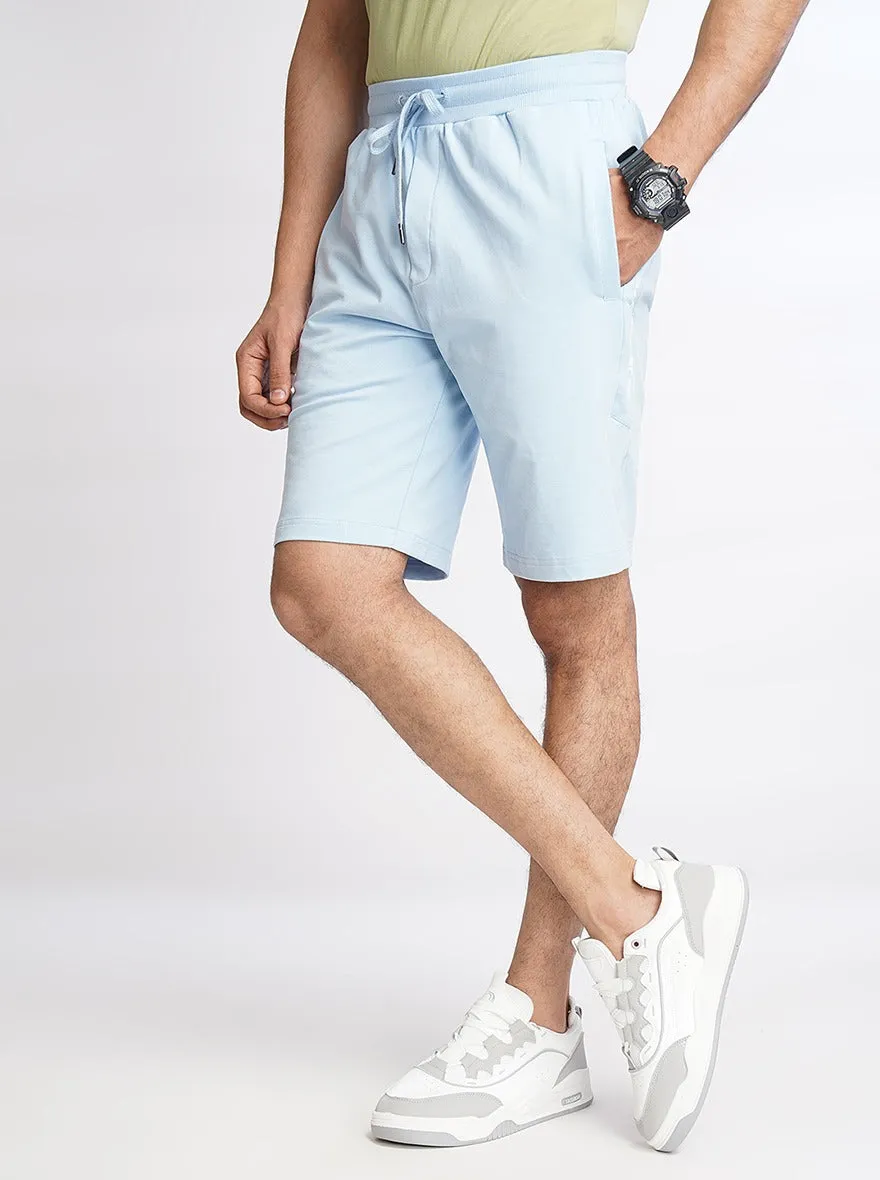Light Blue Solid Slim Fit Shorts | JadeBlue
