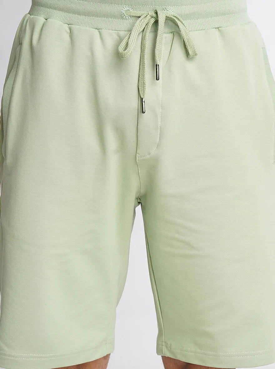 Light Green Solid Slim Fit Shorts | JadeBlue