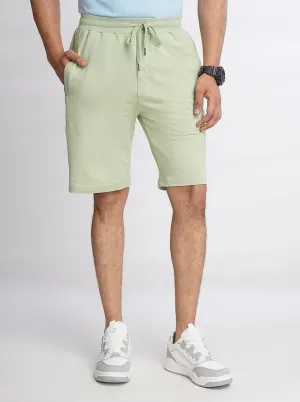 Light Green Solid Slim Fit Shorts | JadeBlue
