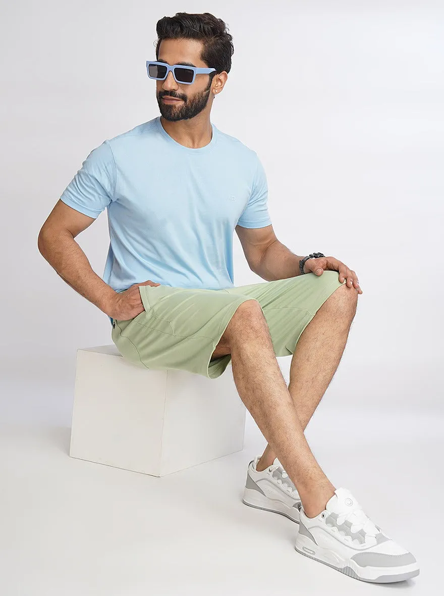 Light Green Solid Slim Fit Shorts | JadeBlue