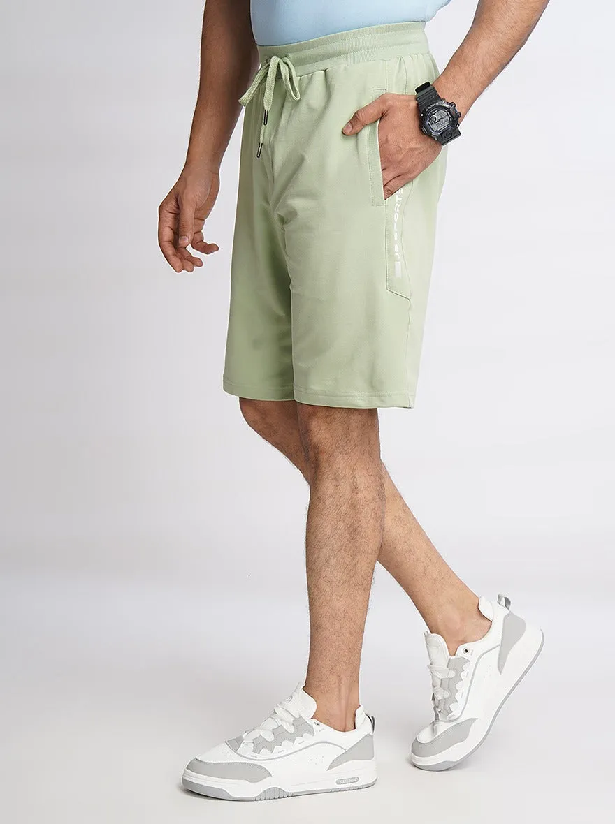 Light Green Solid Slim Fit Shorts | JadeBlue