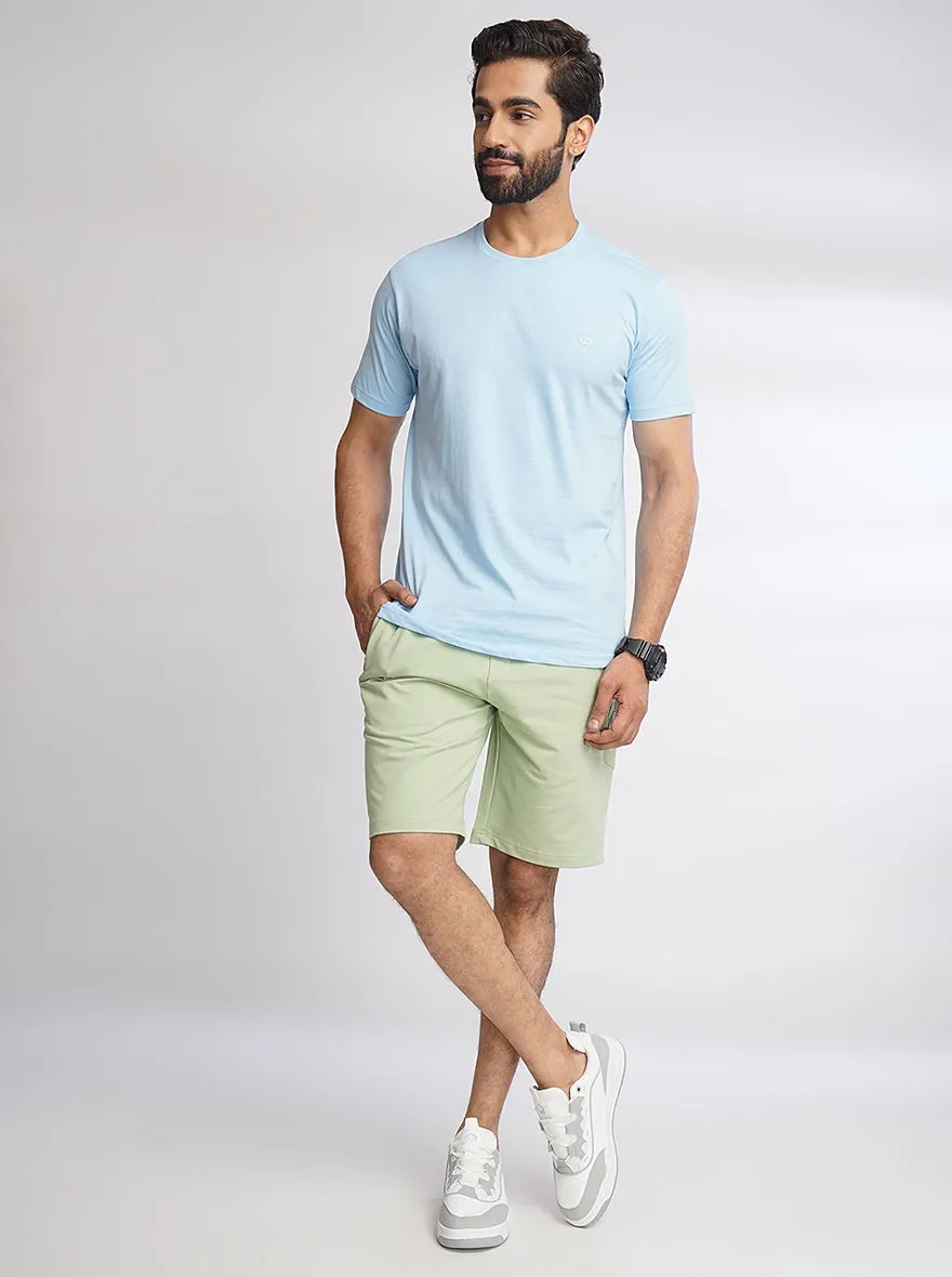 Light Green Solid Slim Fit Shorts | JadeBlue