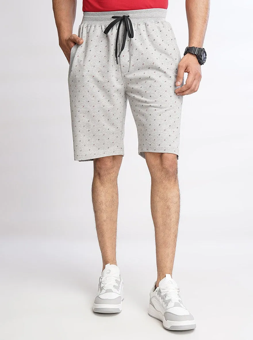 Light Grey Printed Slim Fit Shorts | JadeBlue