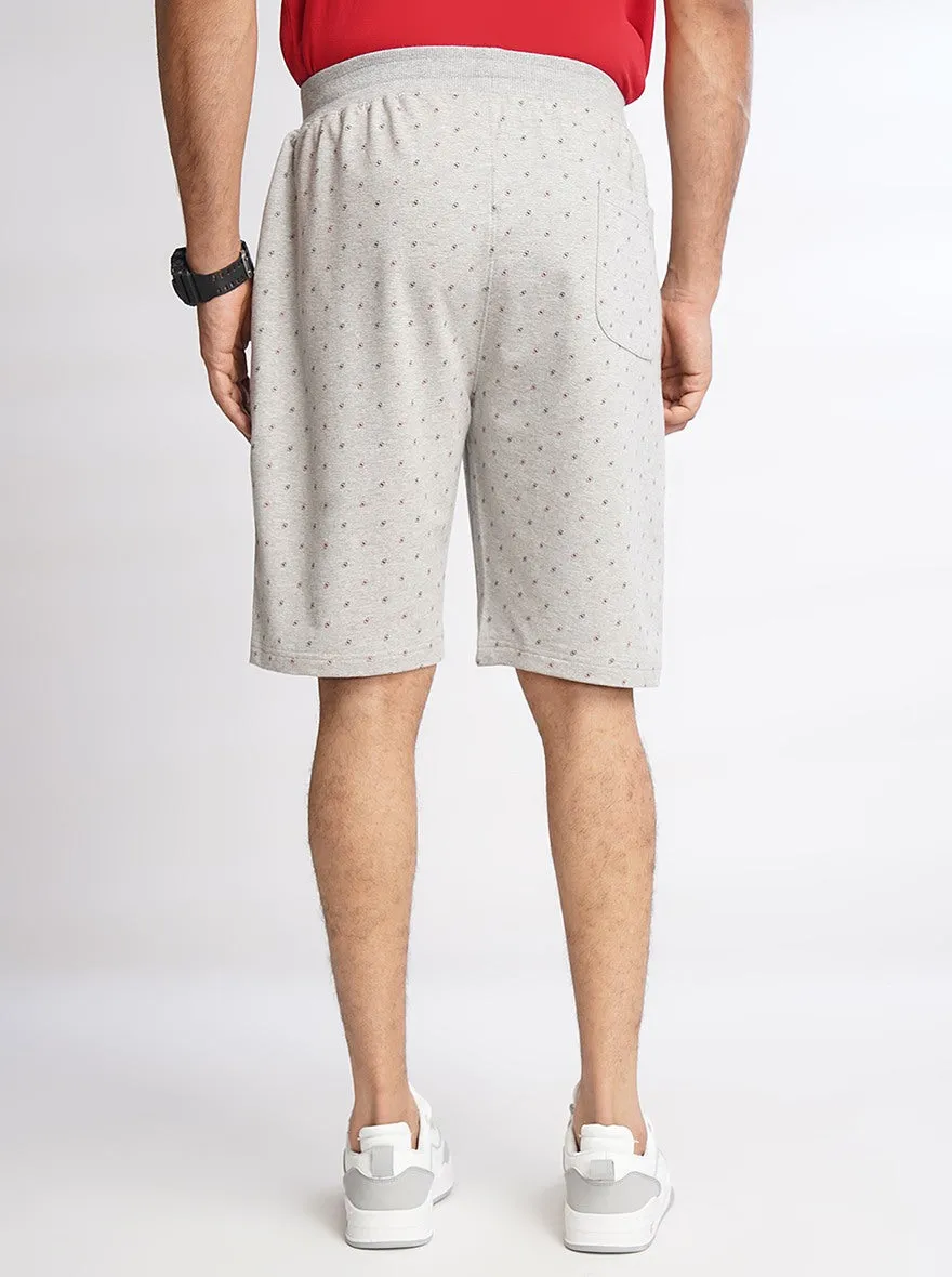 Light Grey Printed Slim Fit Shorts | JadeBlue