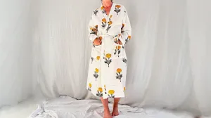 Lightweight Cotton Robe. Floral Printed.