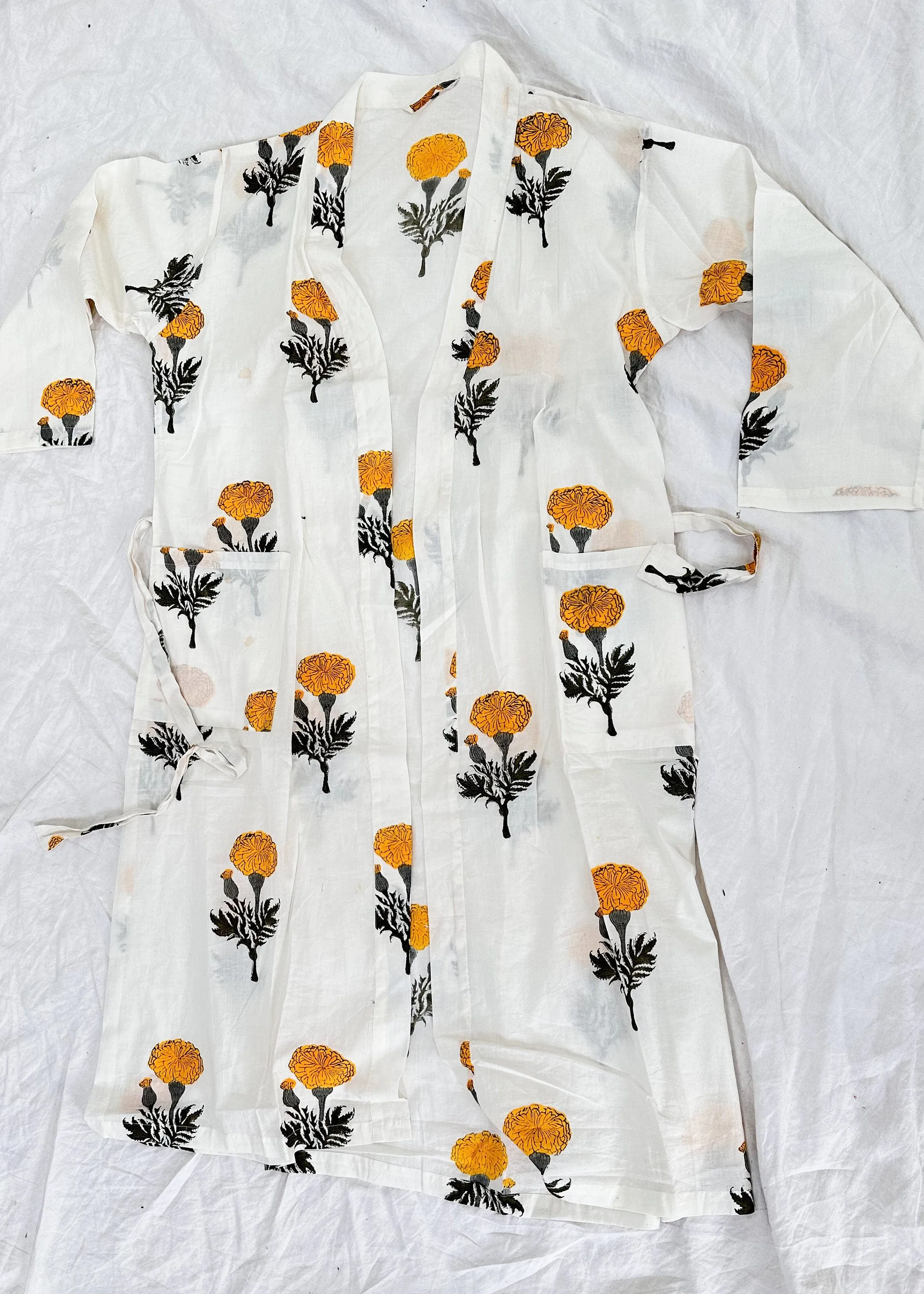 Lightweight Cotton Robe. Floral Printed.