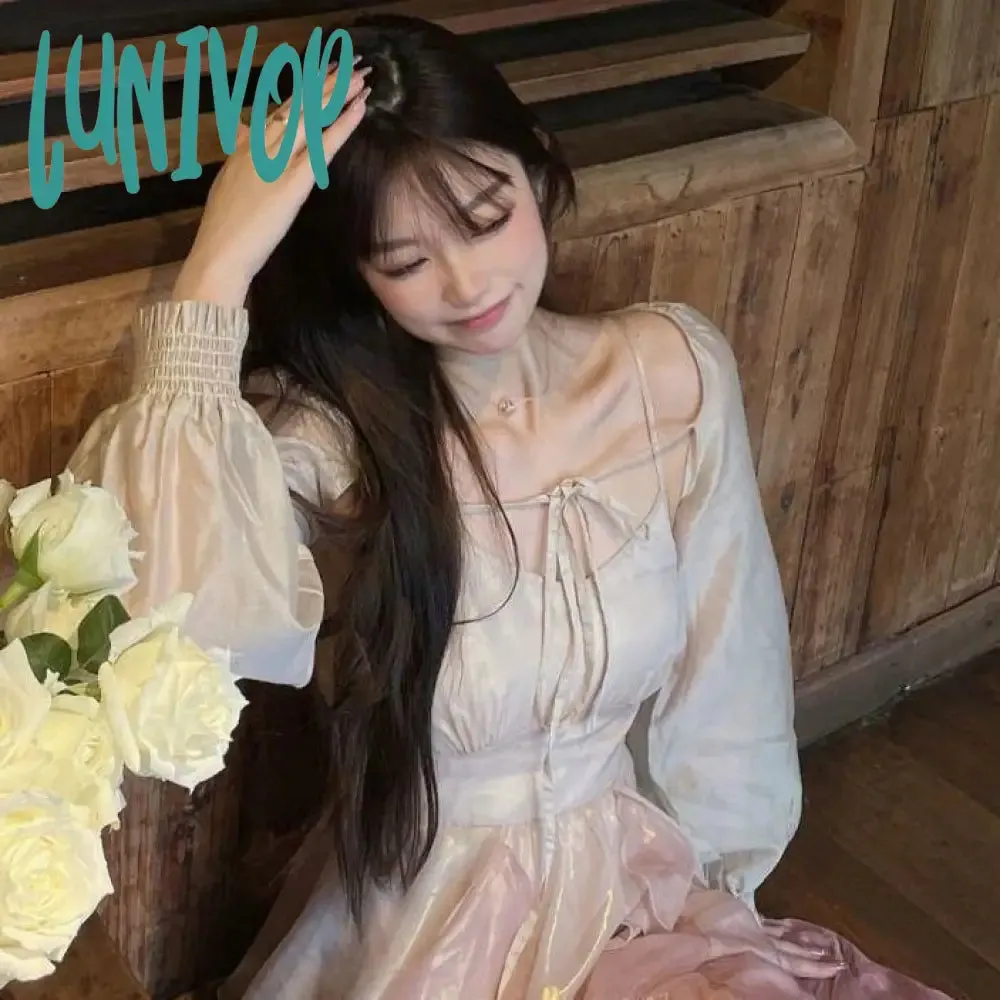 Lunivop cybergoth dress to impress 2024 Summer New Waist-Tight Chiffon Tie-Dyed Ruffled Fairy Skirt Suspender Skirt Super Fairy Heavy Industry Dress