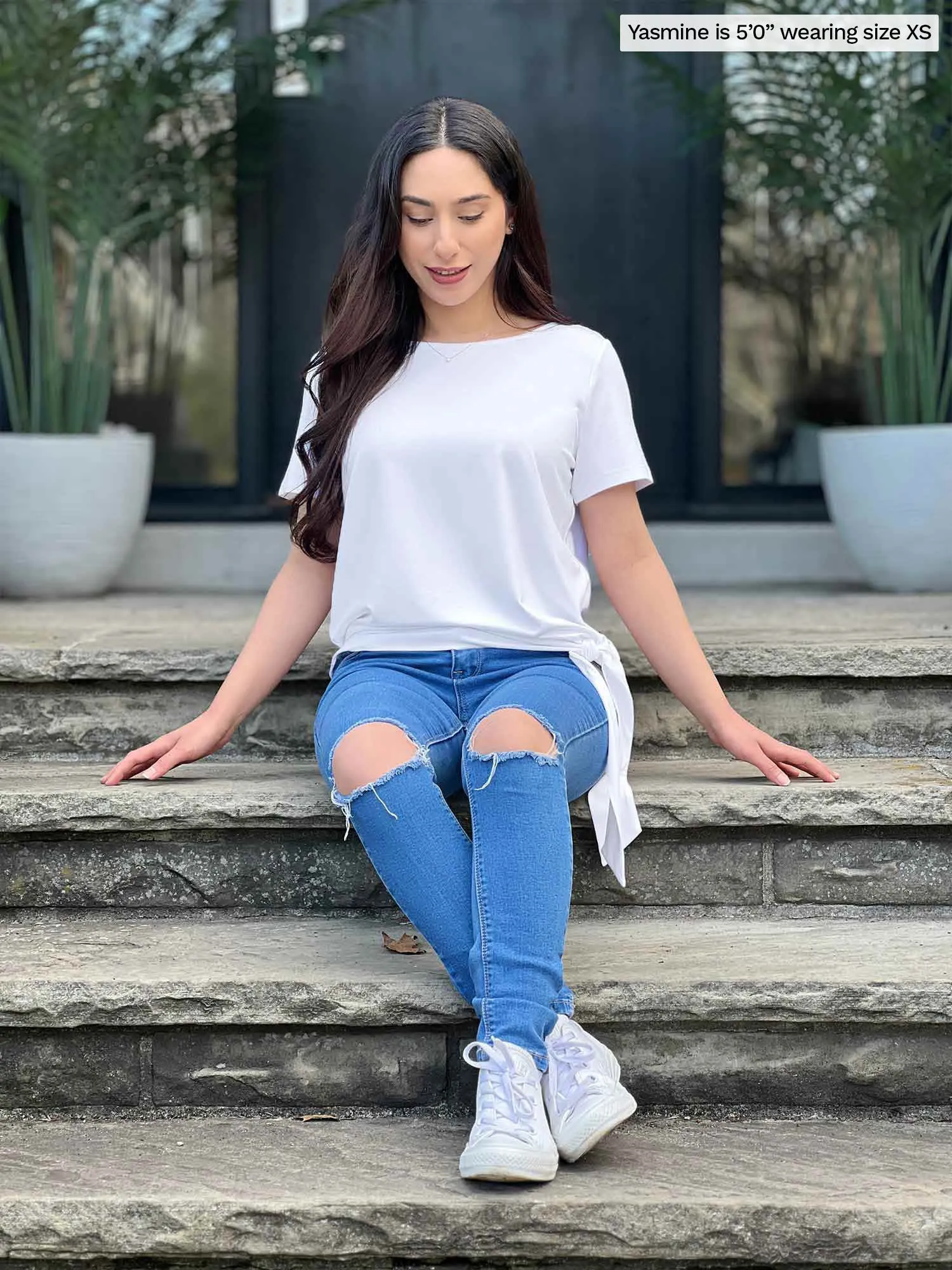 Melody side knot top - WHITE (Fabric irregularities) - FINAL SALE