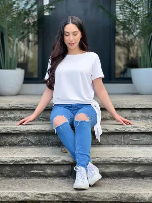 Melody side knot top - WHITE (Fabric irregularities) - FINAL SALE