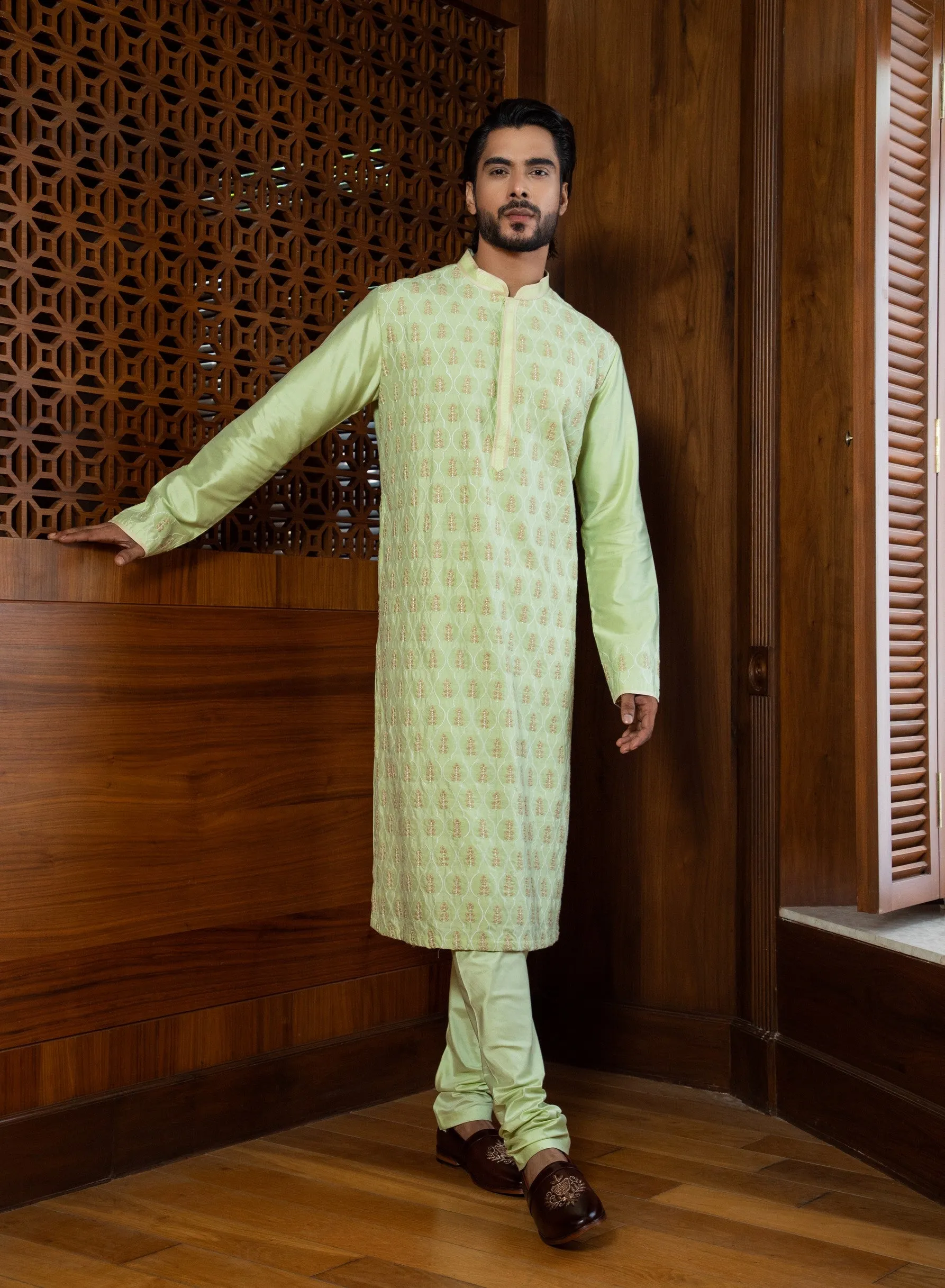 Mint green Embroidered Kurta Set
