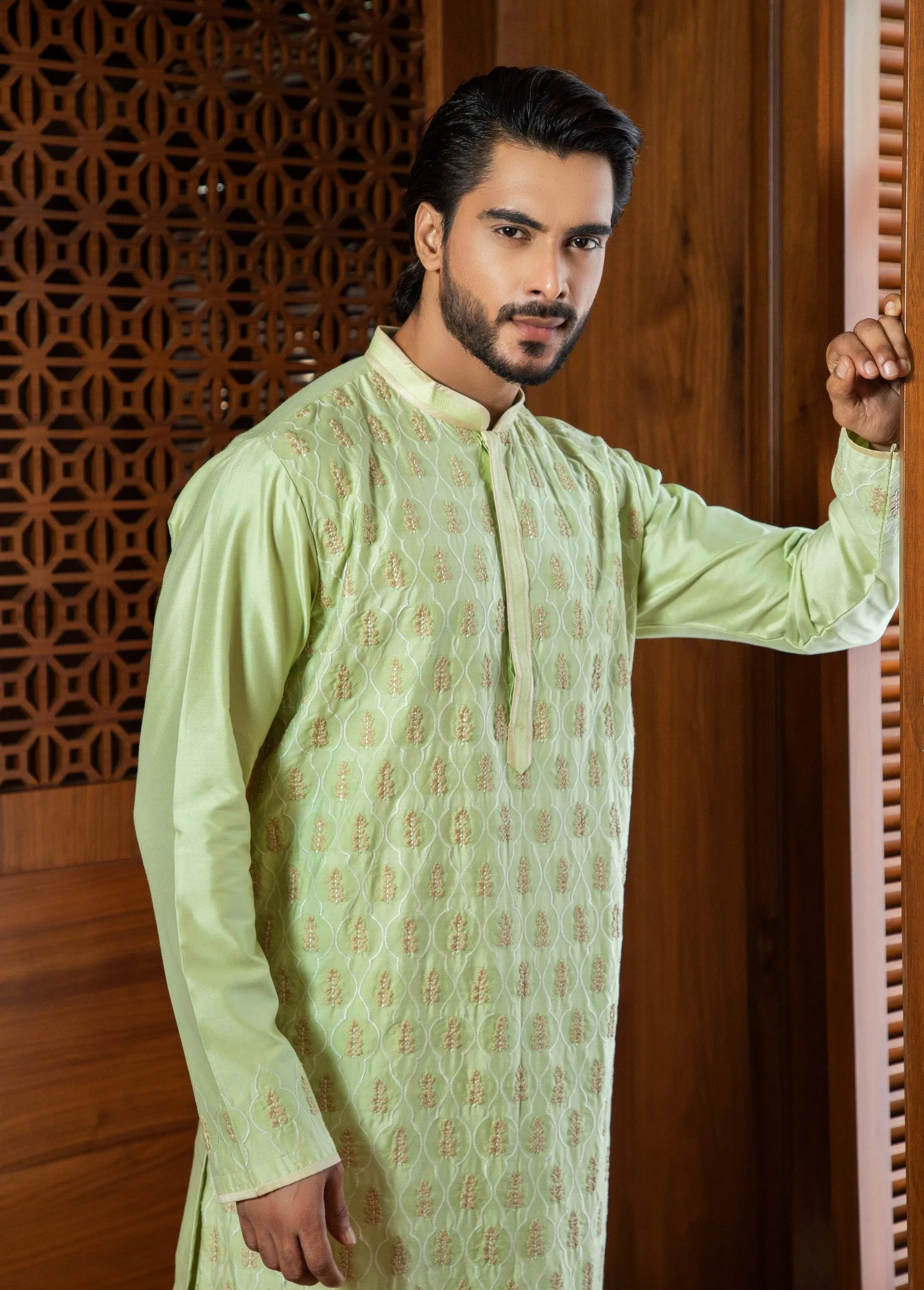 Mint green Embroidered Kurta Set