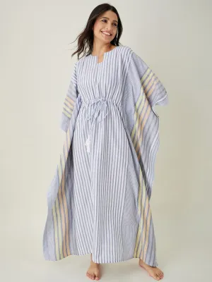 Monochromatic Blue Striped Kaftan