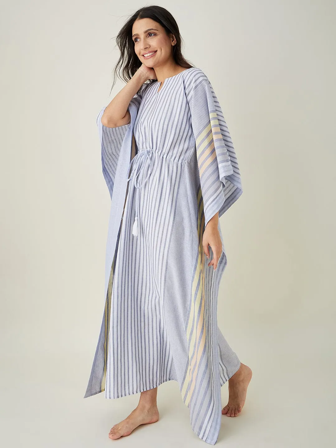 Monochromatic Blue Striped Kaftan