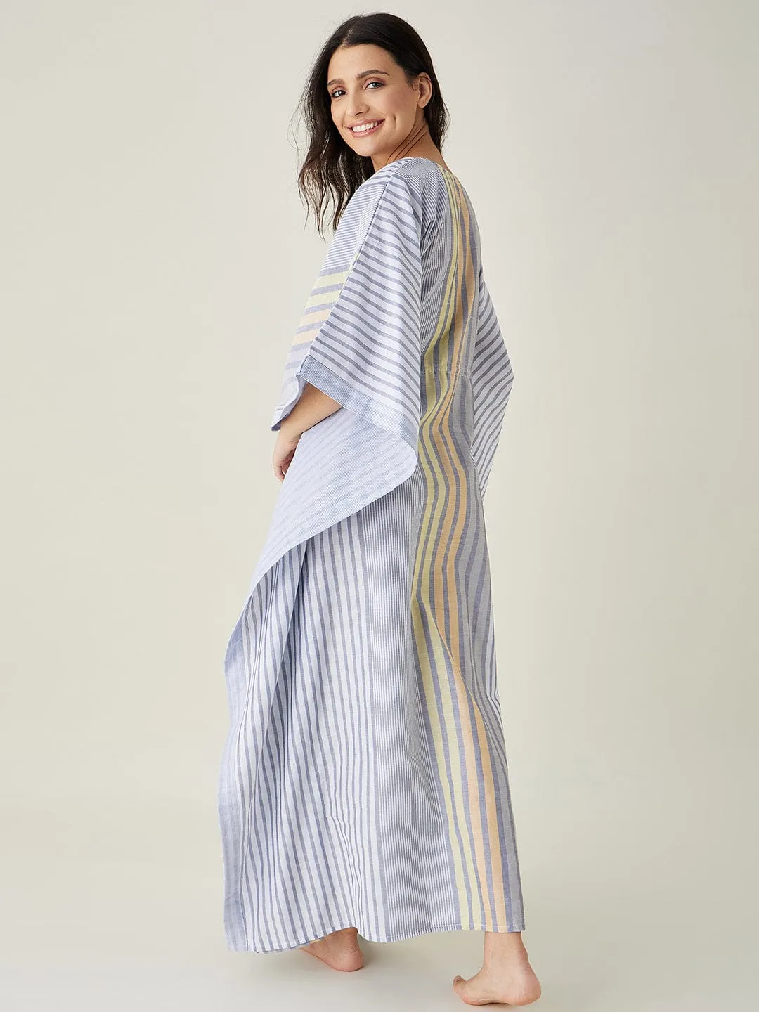 Monochromatic Blue Striped Kaftan