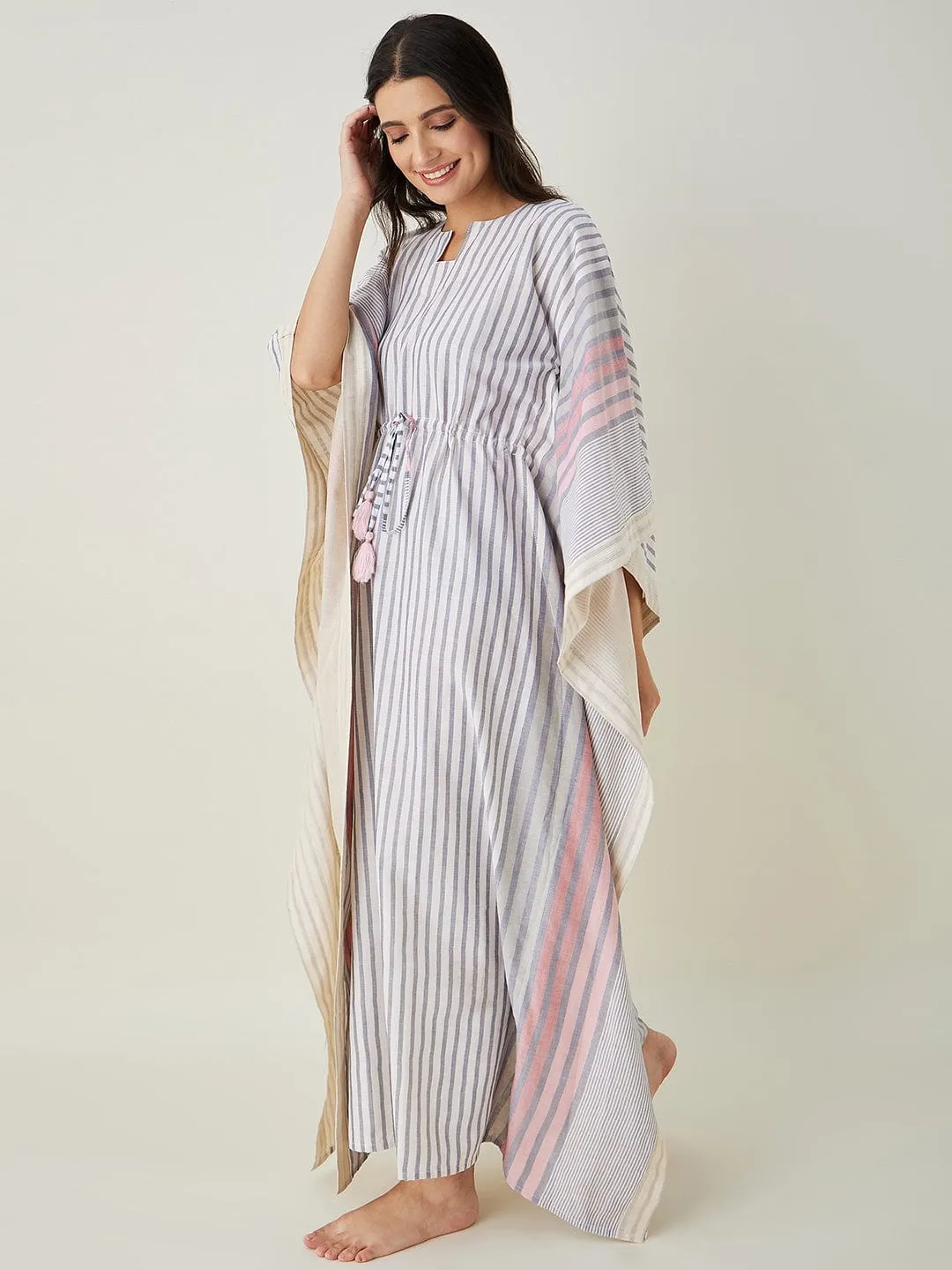 Monochromatic Pink Striped Kaftan