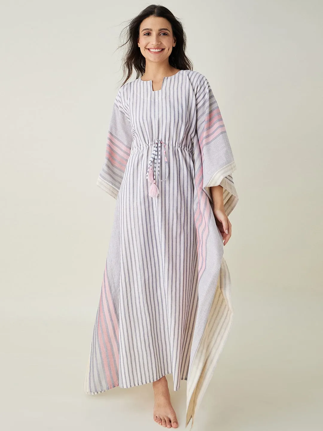 Monochromatic Pink Striped Kaftan