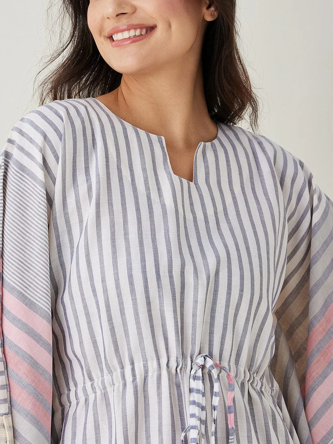 Monochromatic Pink Striped Kaftan