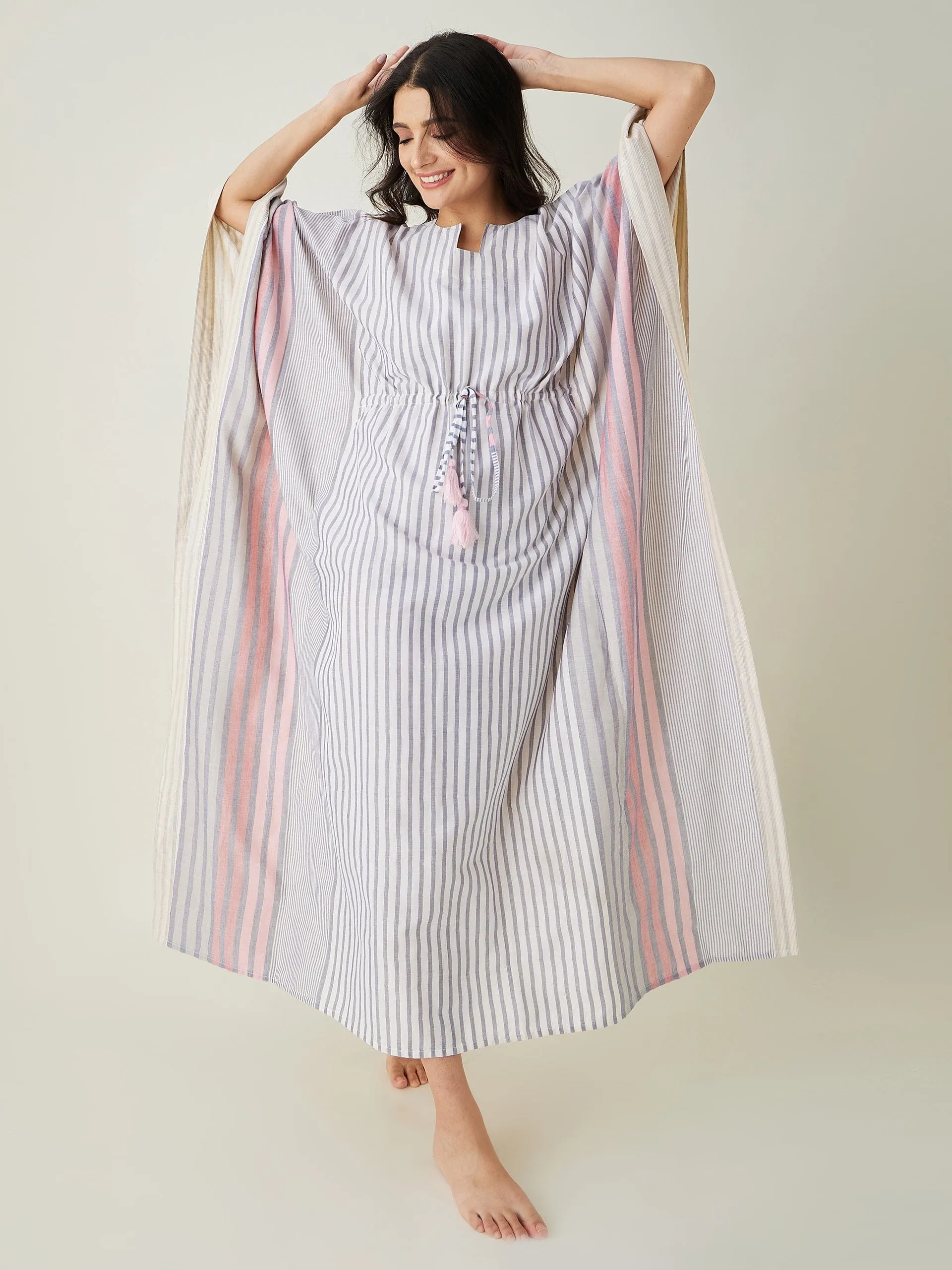 Monochromatic Pink Striped Kaftan