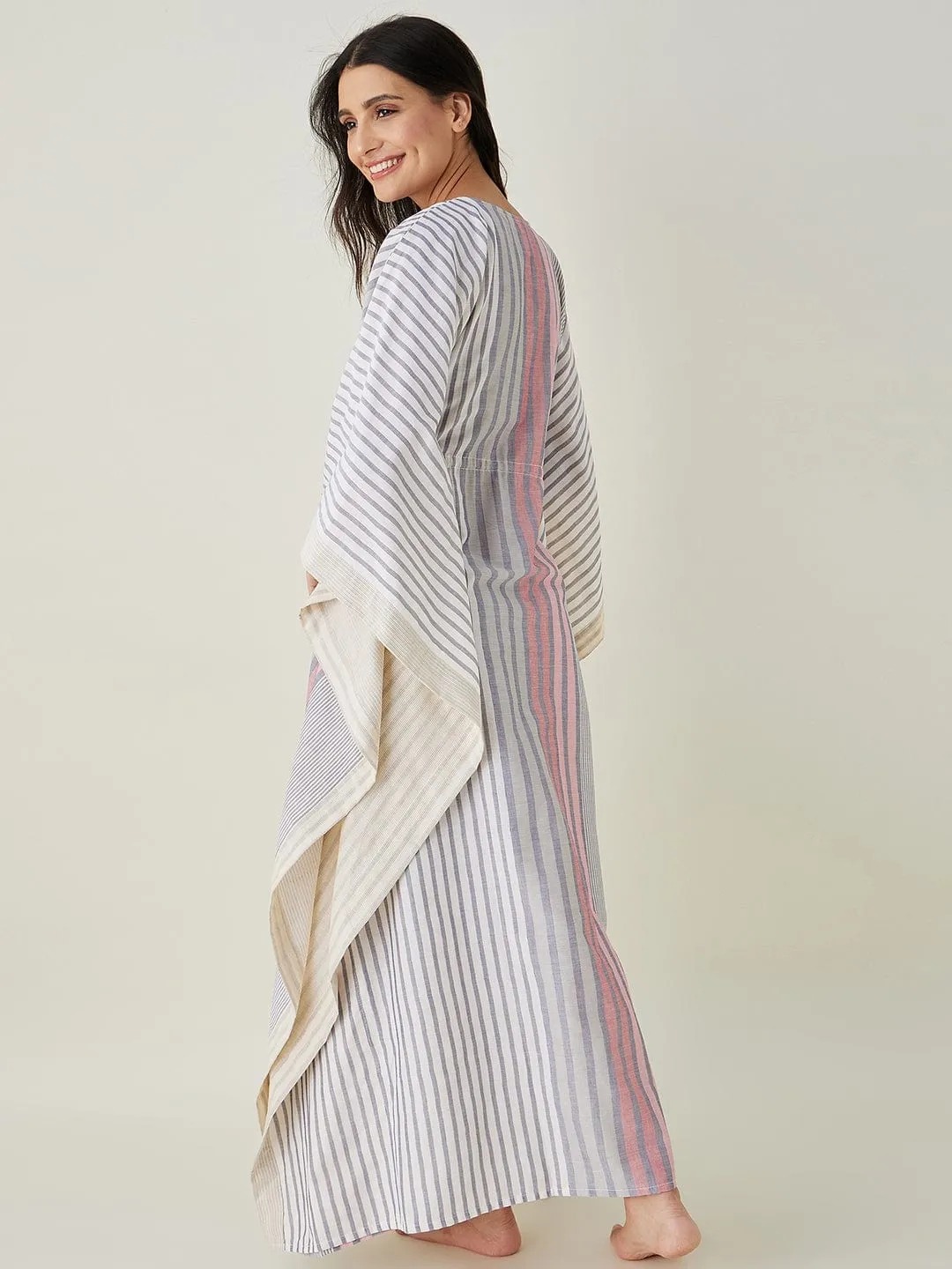 Monochromatic Pink Striped Kaftan