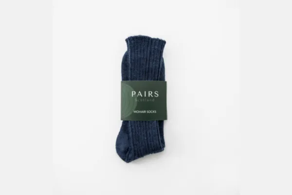 Navy Mohair   Grey Alpaca   Cream Bed Socks  - Made in Britain