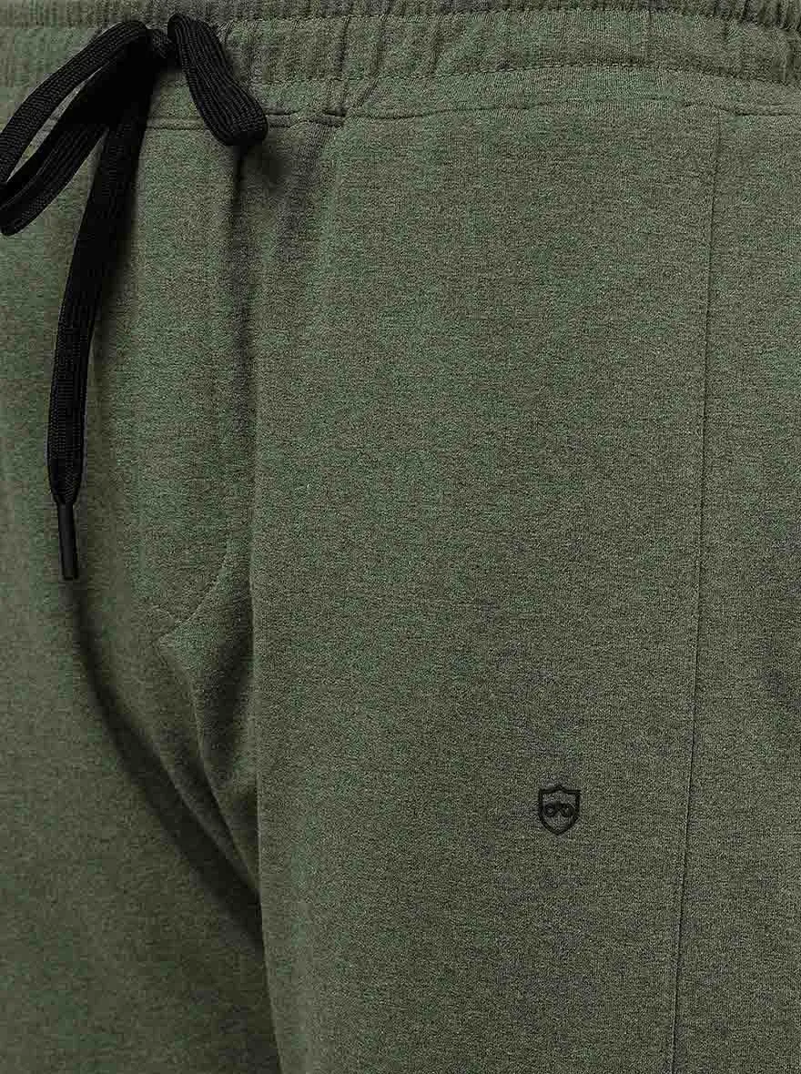 Olive Melange Solid Slim Fit Track Pant | JadeBlue