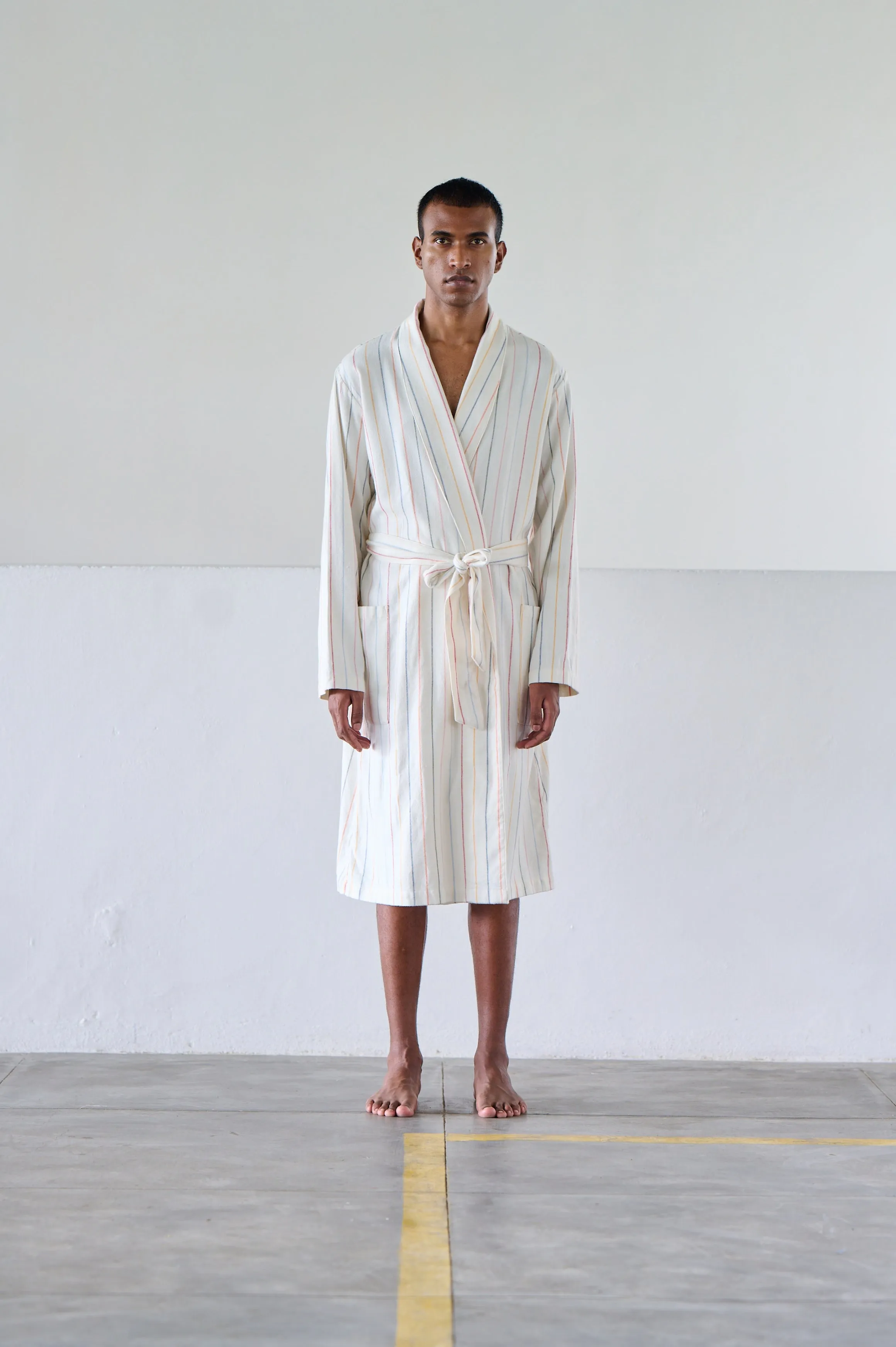 Orignal Madras Trading Co. White Striped Robe