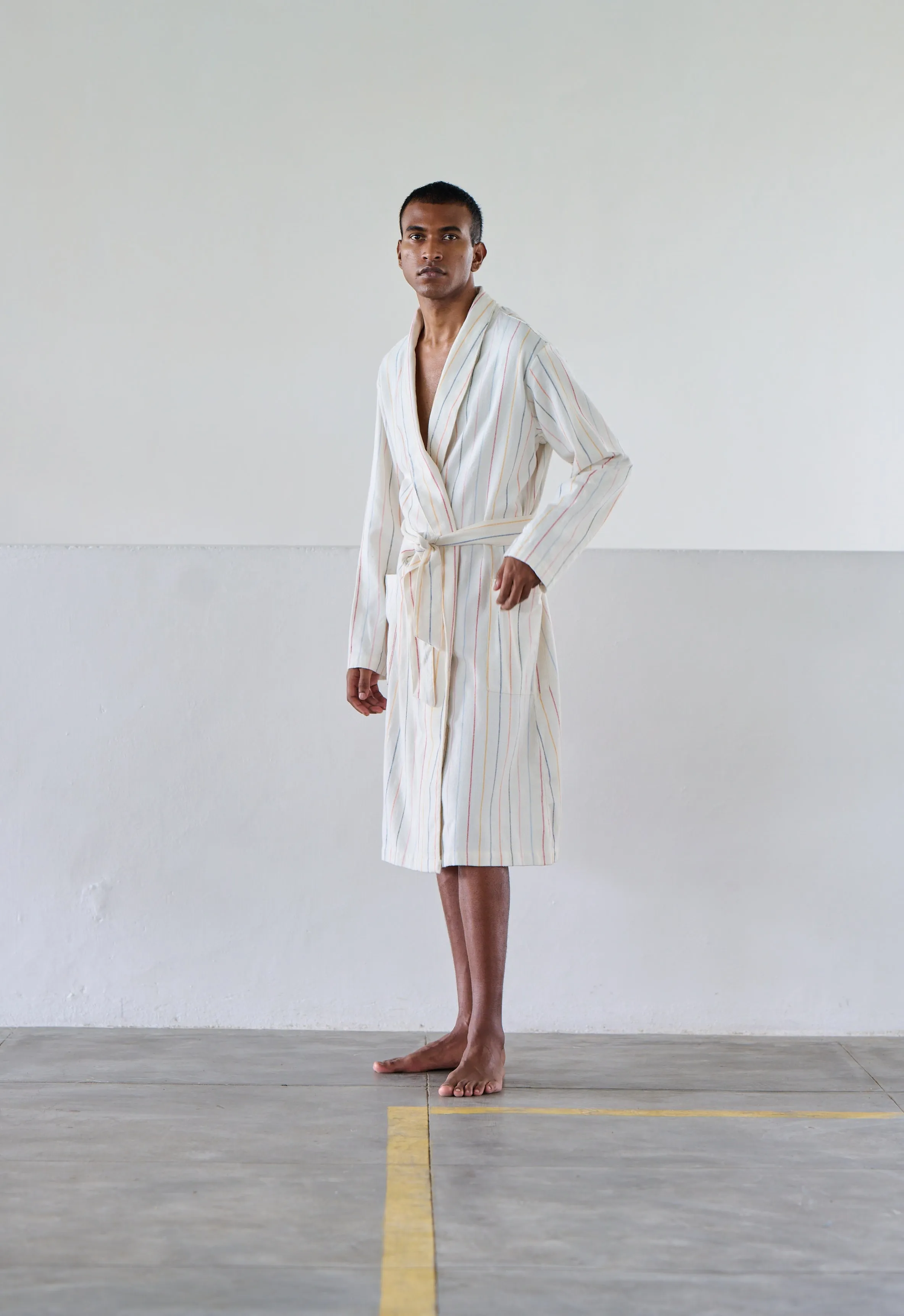 Orignal Madras Trading Co. White Striped Robe