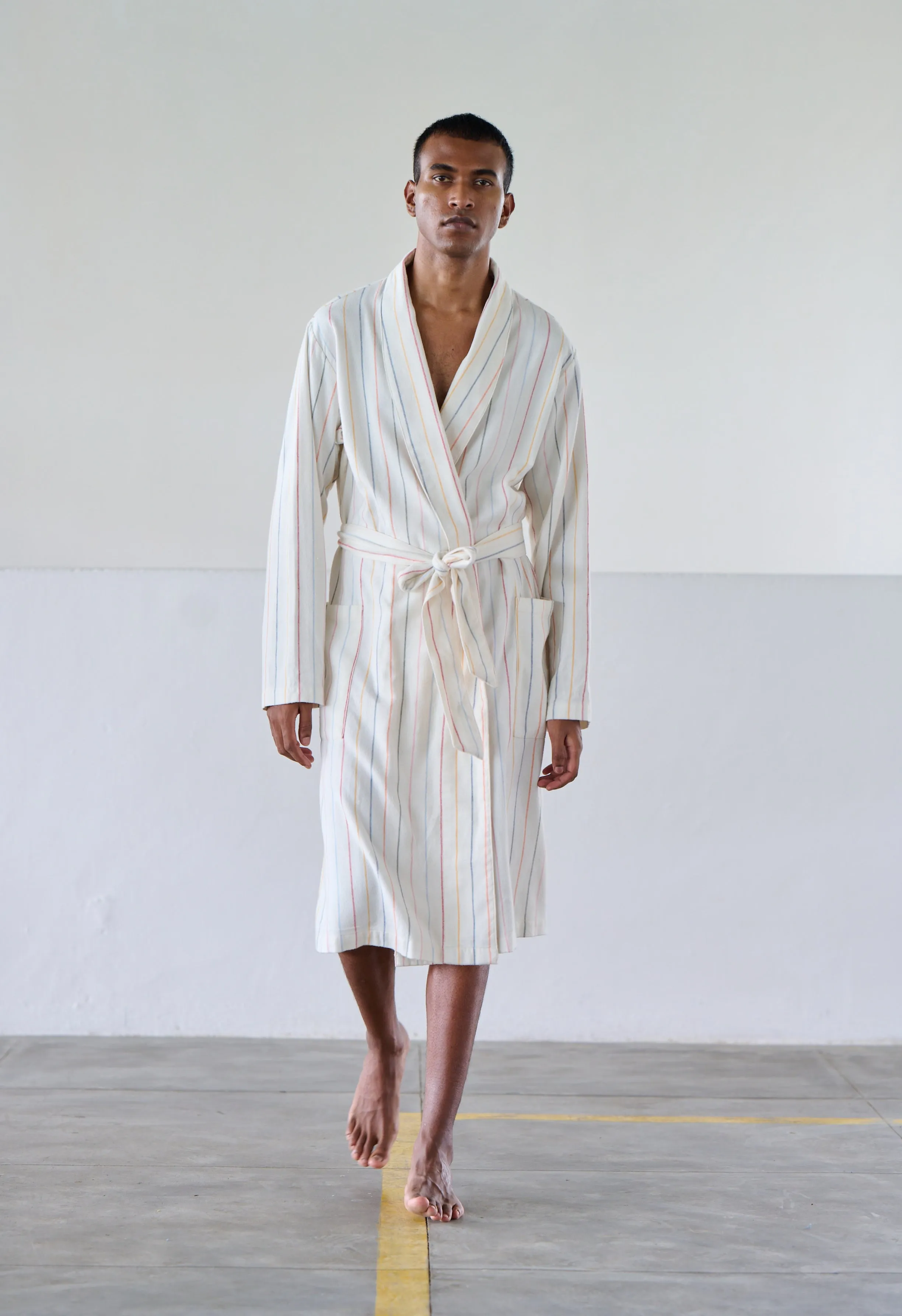 Orignal Madras Trading Co. White Striped Robe