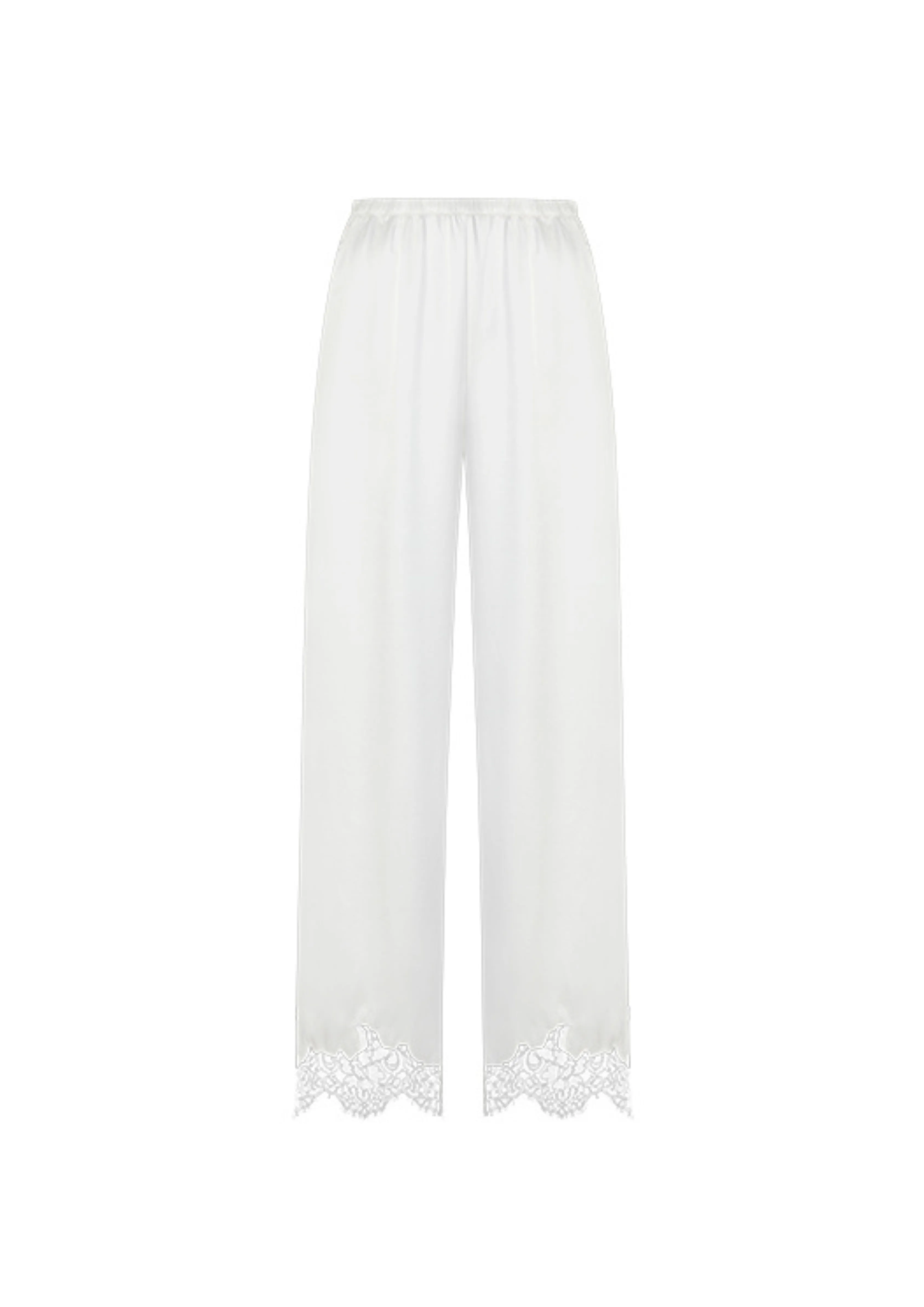 Pearl White Lace and Silk Pyjama Set