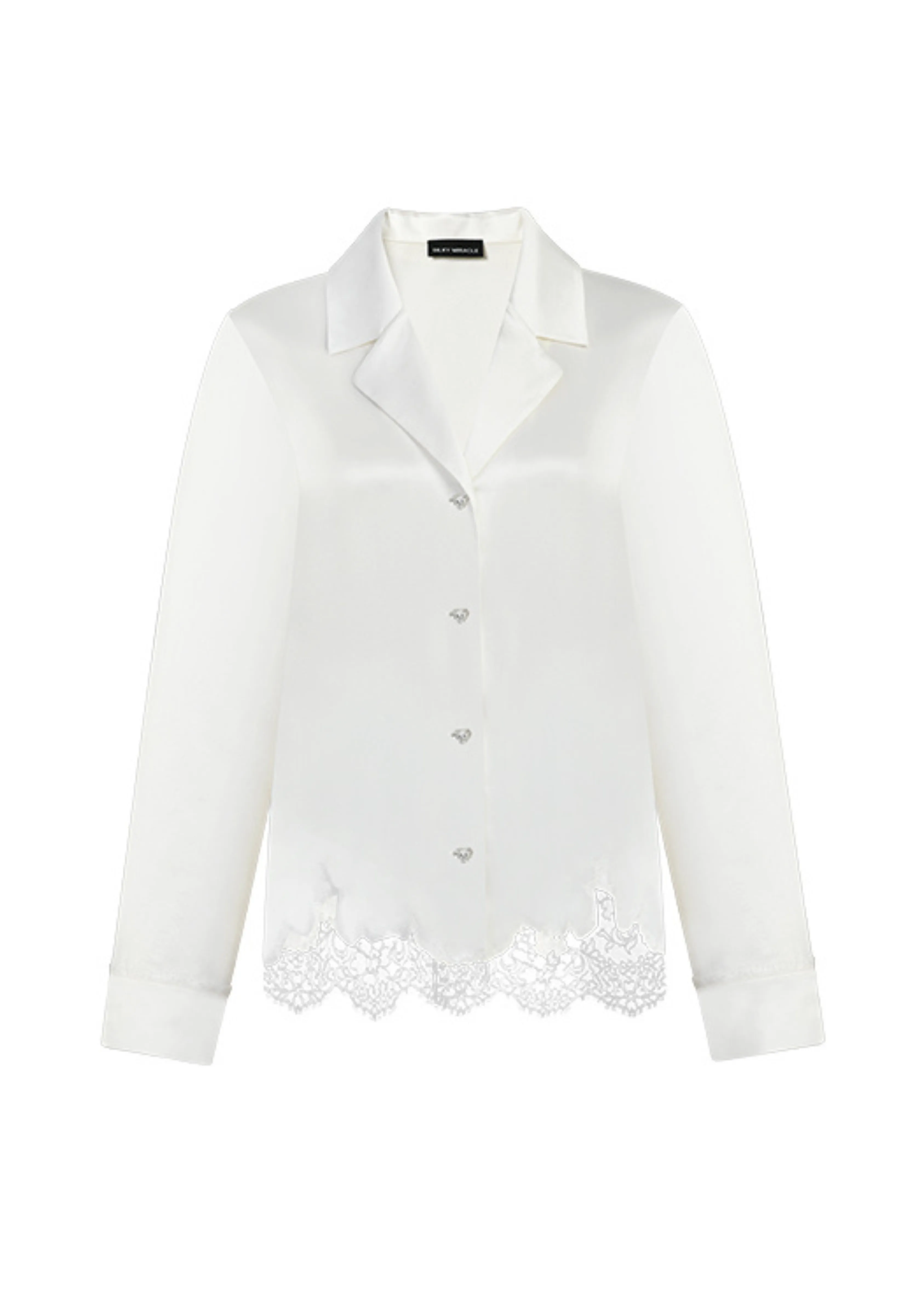 Pearl White Lace and Silk Pyjama Set