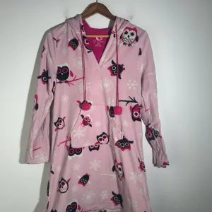 PJ Couture Pink and Black Nightgown with Floral Pattern and Hood