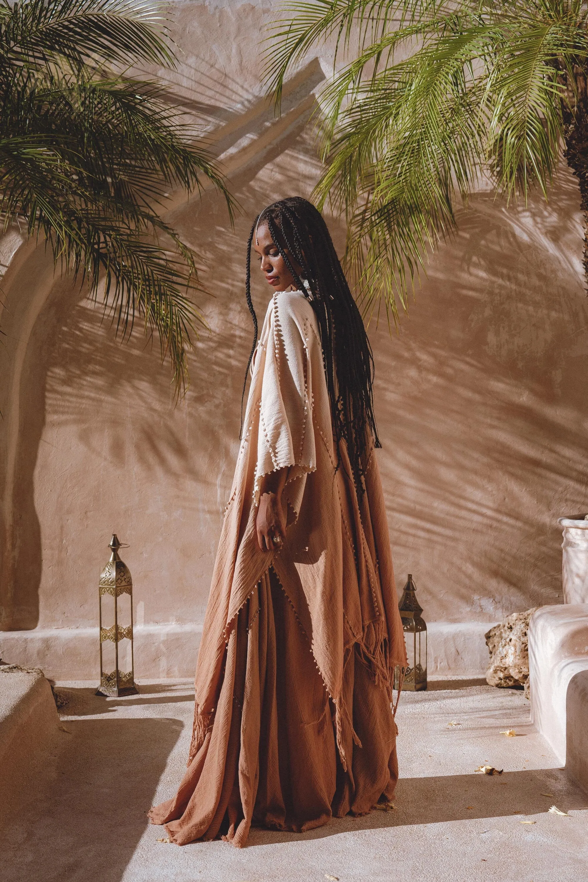 Powder Pink Boho Poncho • Bohemian Cape • Plus Size Clothing • Wrap Shawl • Ombre Sustainable Mantel •Organic Shawl with Handmade Print