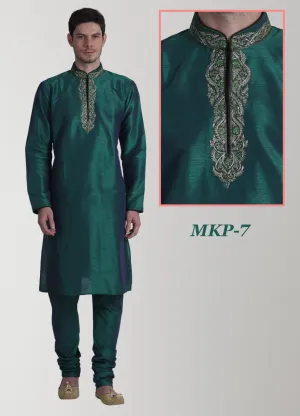 Pure Green Embroidered Kurta Pyjama Set