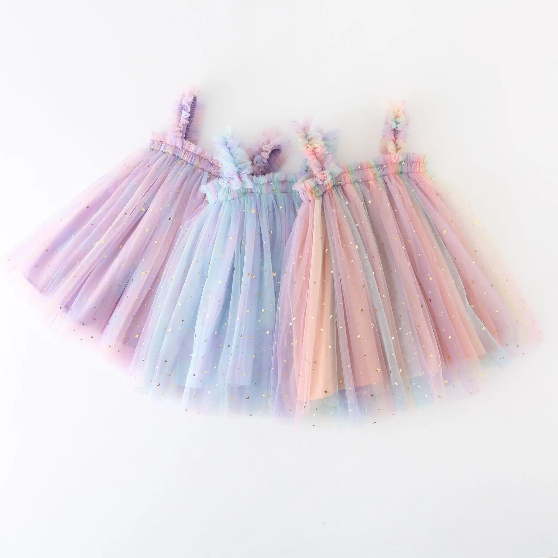 Rainbow Stars Sleeveless Tulle Dress