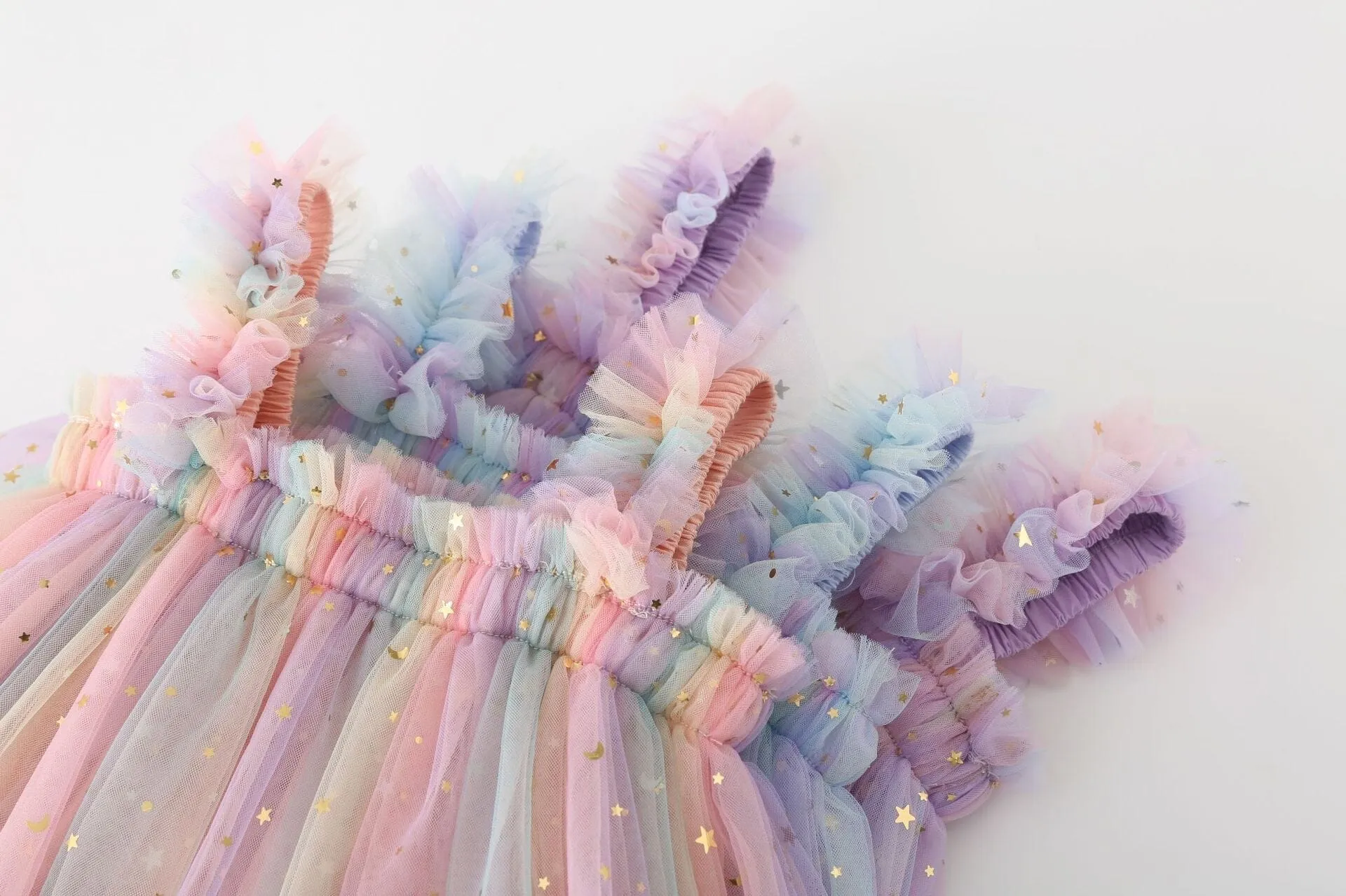 Rainbow Stars Sleeveless Tulle Dress