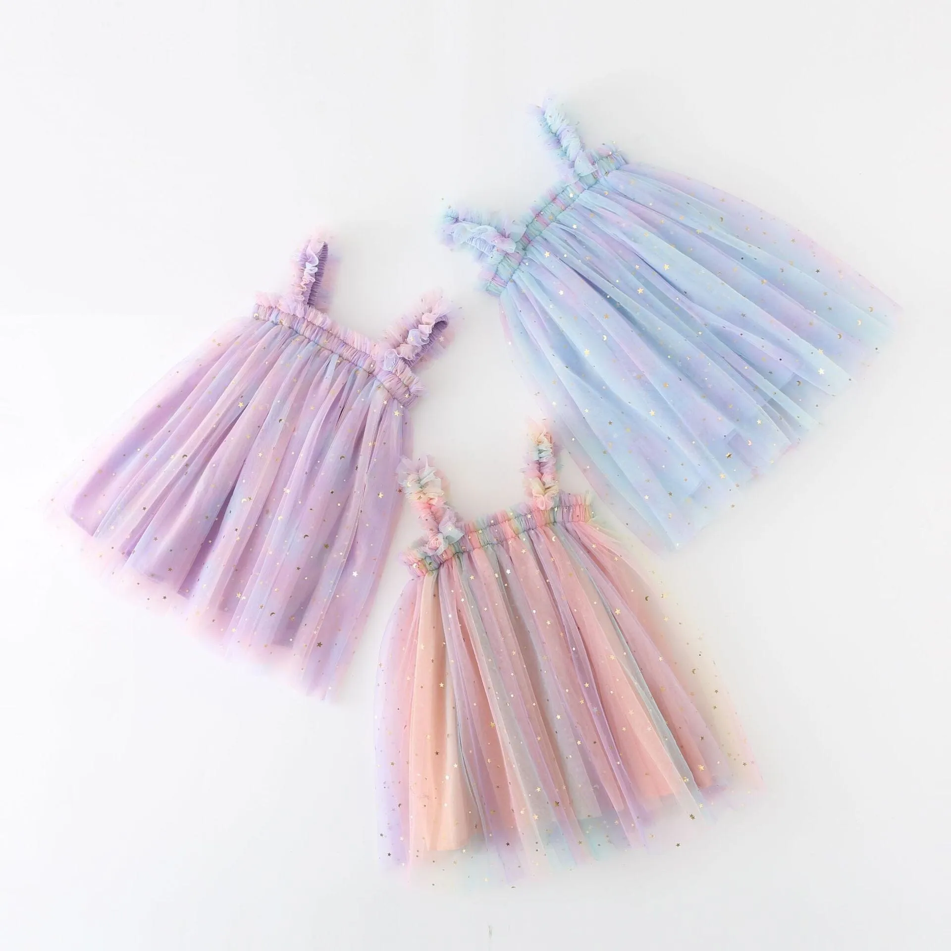 Rainbow Stars Sleeveless Tulle Dress