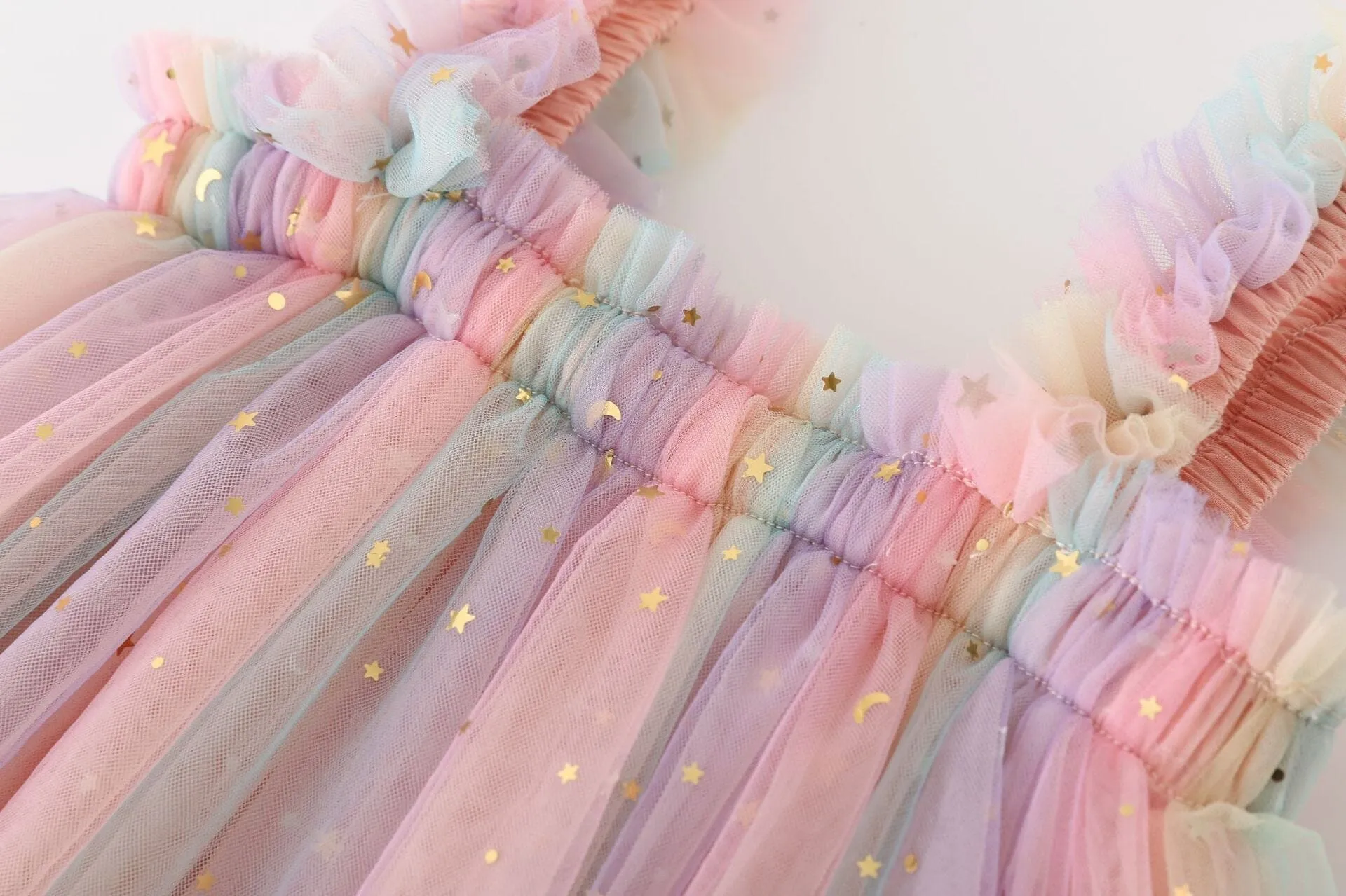 Rainbow Stars Sleeveless Tulle Dress