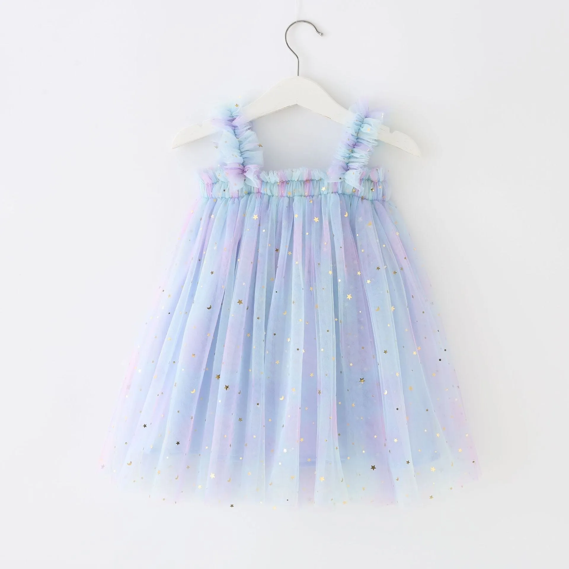 Rainbow Stars Sleeveless Tulle Dress