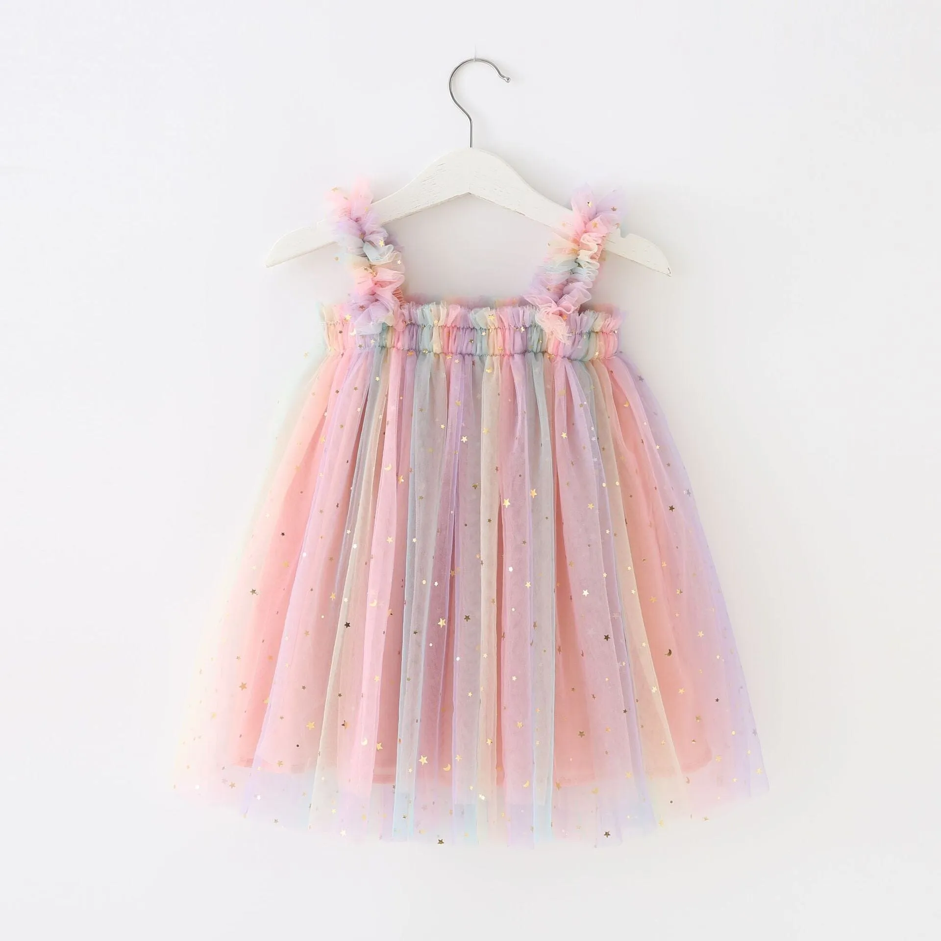 Rainbow Stars Sleeveless Tulle Dress
