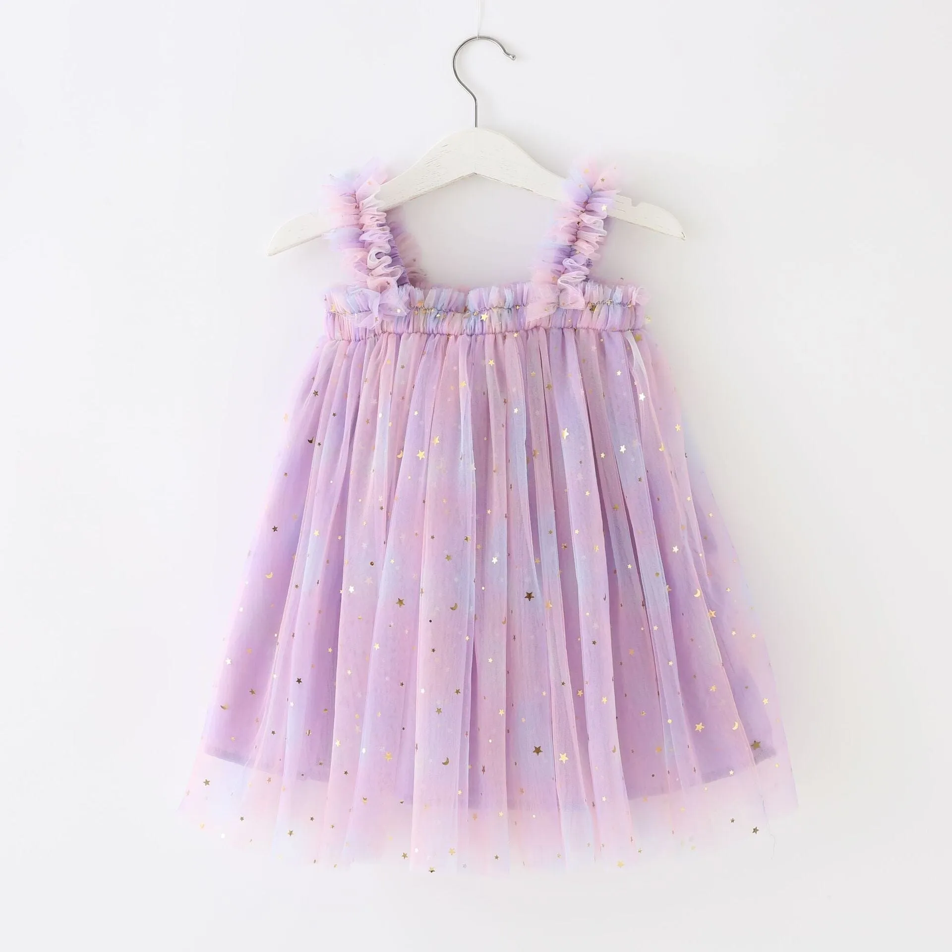 Rainbow Stars Sleeveless Tulle Dress