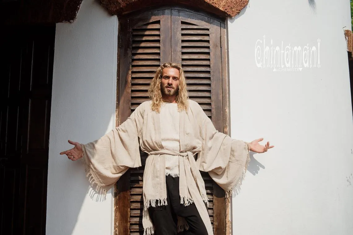 Raw Cotton Kimono Robe / Cardigan for Men / Beige